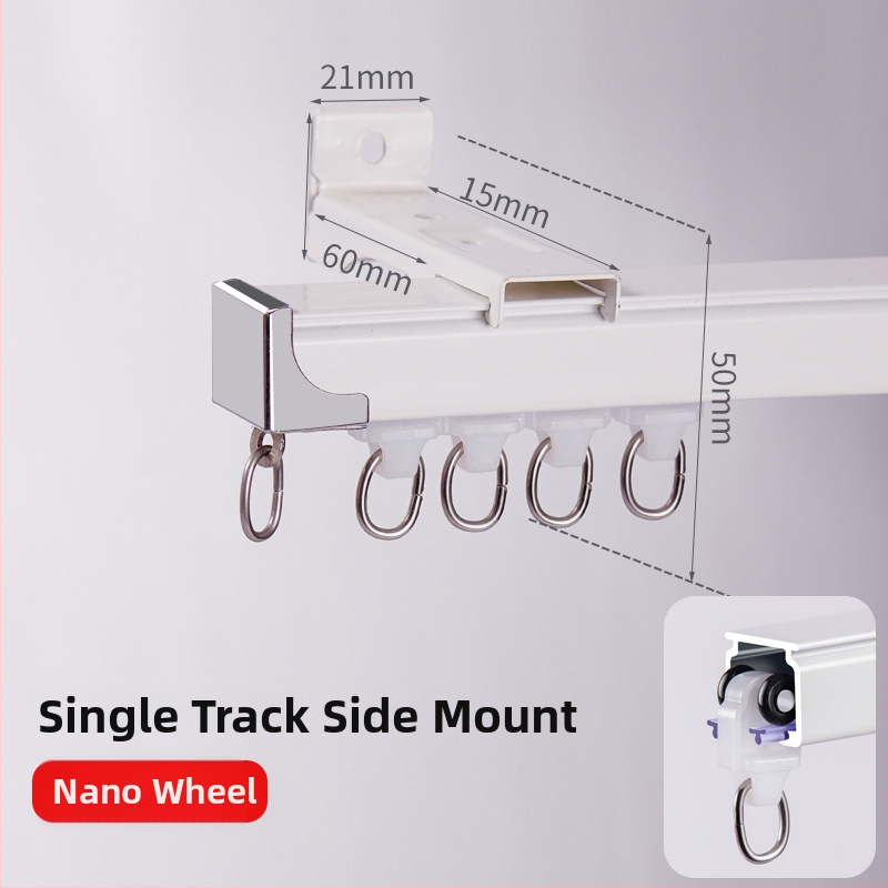 Závesová dráha z hliníkovej zliatiny, tichý chod, hornej alebo bočnej montáži, jednokoľajné a dvojité posúvanie, rovná trať