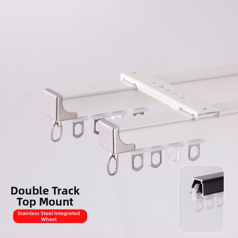 Závesová dráha z hliníkovej zliatiny, tichý chod, hornej alebo bočnej montáži, jednokoľajné a dvojité posúvanie, rovná trať