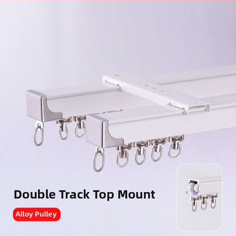 Závesová dráha z hliníkovej zliatiny, tichý chod, hornej alebo bočnej montáži, jednokoľajné a dvojité posúvanie, rovná trať