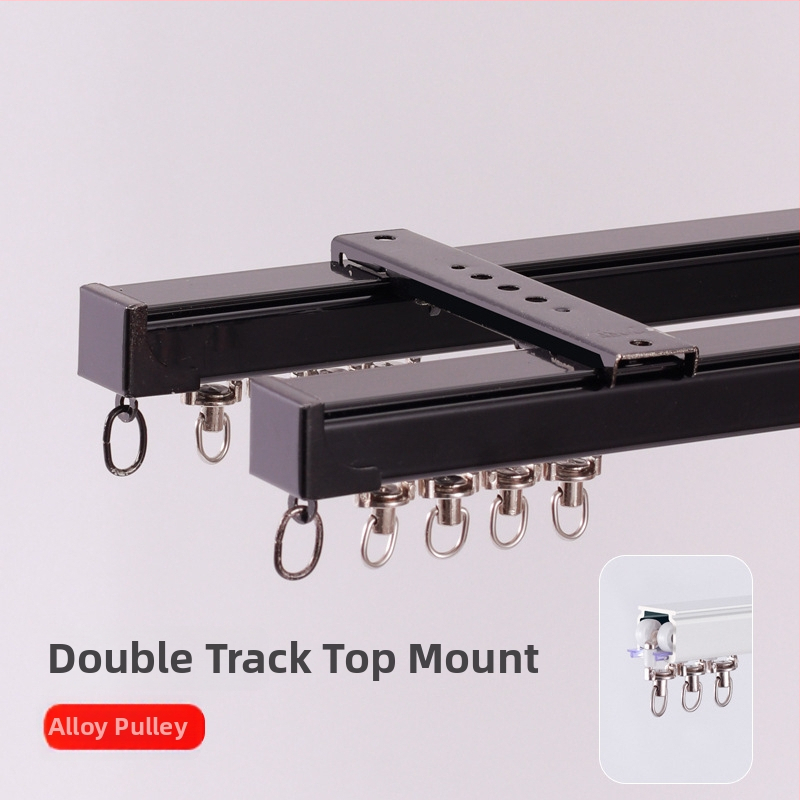 Závesová dráha z hliníkovej zliatiny, tichý chod, hornej alebo bočnej montáži, jednokoľajné a dvojité posúvanie, rovná trať