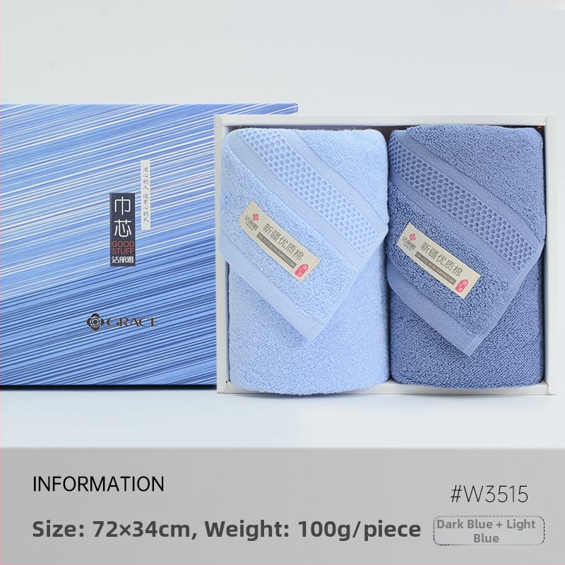 Dovanų rankšluosnių rinkinys dėžutėje su siuvinėtu logotipu, 350 g, 100% medvilnė, dėžutės įpakavimas, logotipo atspaudas galimas