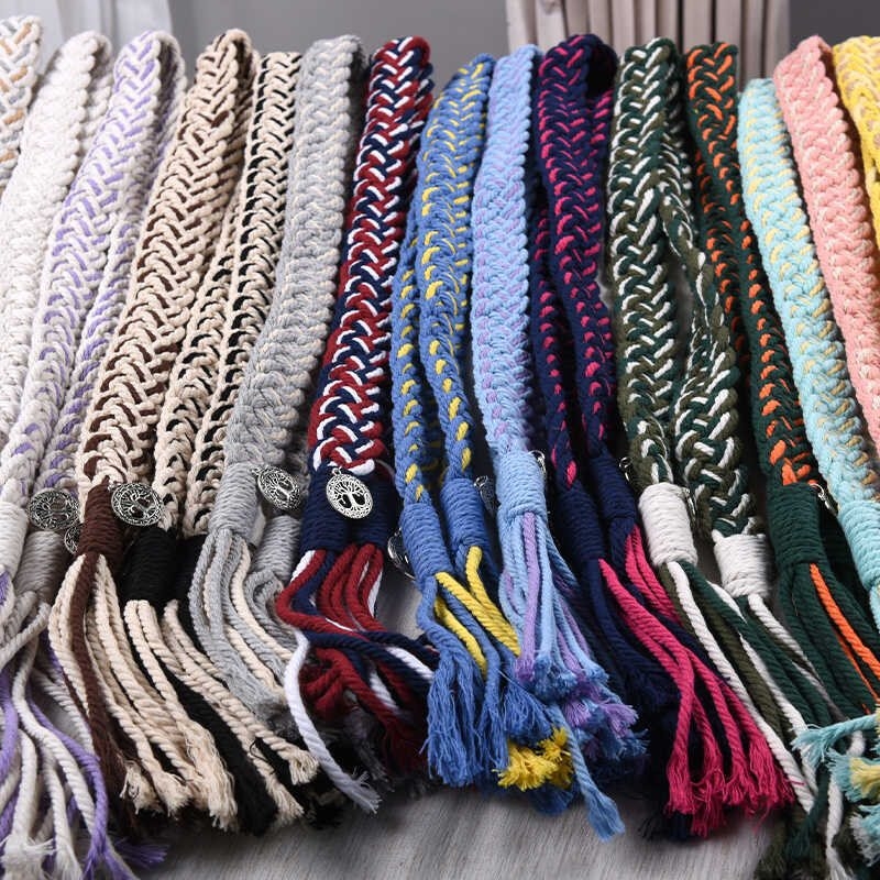 Függönyökhöz pántok tassellákkal, kézzel szőtt vastag kötélből, anyag: szövet, egyszerű, modern stílus