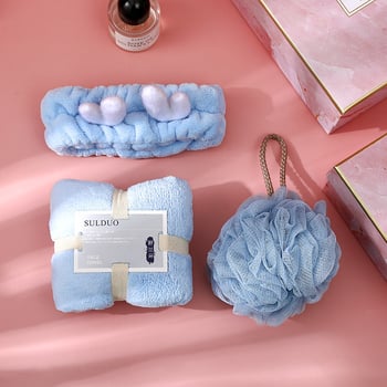 Trijų rankšluosčių dovanų rinkinys koralo veliūro dėžutėje, poliesteris 84,5% ir nailonas, prekinis ženklas Shulan duo, pritaikymas įmanomas