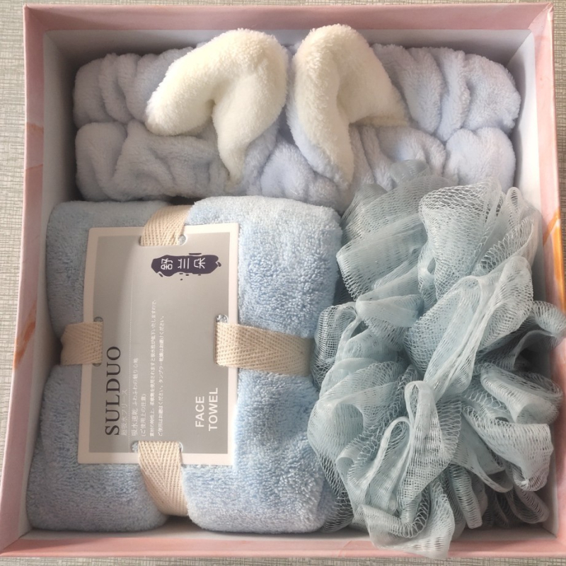 Trijų rankšluosčių dovanų rinkinys koralo veliūro dėžutėje, poliesteris 84,5% ir nailonas, prekinis ženklas Shulan duo, pritaikymas įmanomas