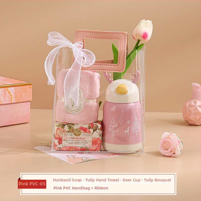 Trijų rankšluosčių dovanų rinkinys koralo veliūro dėžutėje, poliesteris 84,5% ir nailonas, prekinis ženklas Shulan duo, pritaikymas įmanomas