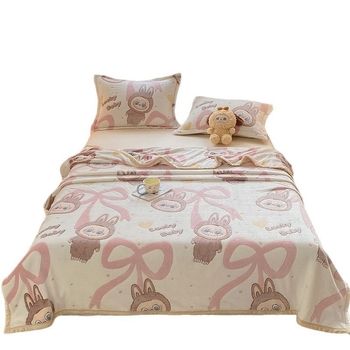 Hópelyhes plüss takaró — flanel anyagból, 500–800 g, rajzfilm mintával, őszi-téli használatra