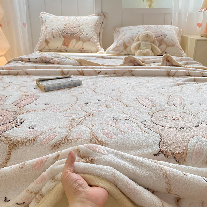 Hópelyhes plüss takaró — flanel anyagból, 500–800 g, rajzfilm mintával, őszi-téli használatra