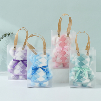 Medve alakú korall velúr törölköző ajándék | nedvességfelvevő kéztörlő esküvőre, 150D, 80–100 g, varrott, testreszabható