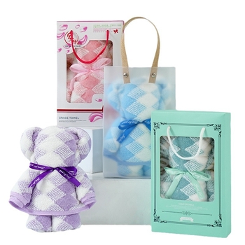 Medve alakú korall velúr törölköző ajándék | nedvességfelvevő kéztörlő esküvőre, 150D, 80–100 g, varrott, testreszabható