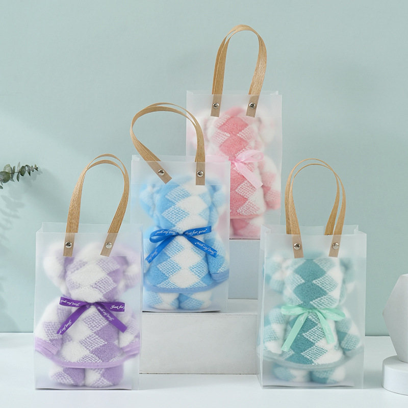 Medve alakú korall velúr törölköző ajándék | nedvességfelvevő kéztörlő esküvőre, 150D, 80–100 g, varrott, testreszabható