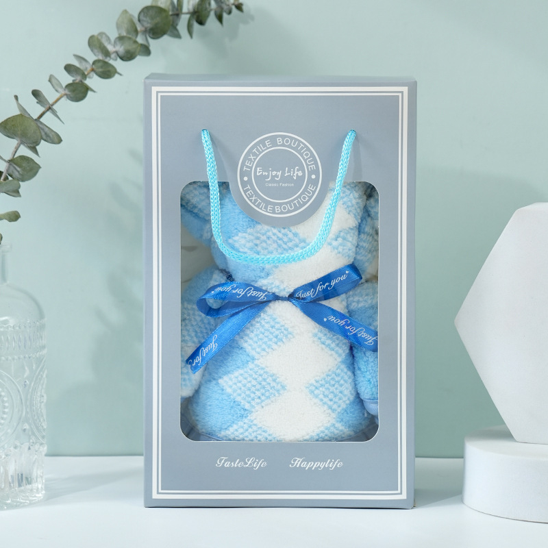 Medve alakú korall velúr törölköző ajándék | nedvességfelvevő kéztörlő esküvőre, 150D, 80–100 g, varrott, testreszabható