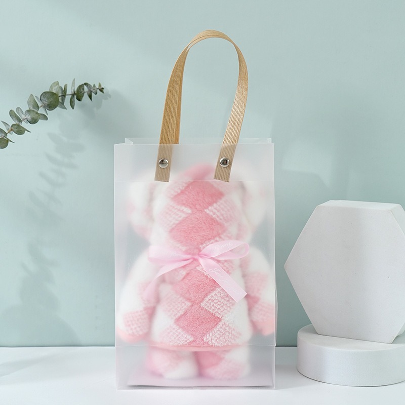 Medve alakú korall velúr törölköző ajándék | nedvességfelvevő kéztörlő esküvőre, 150D, 80–100 g, varrott, testreszabható