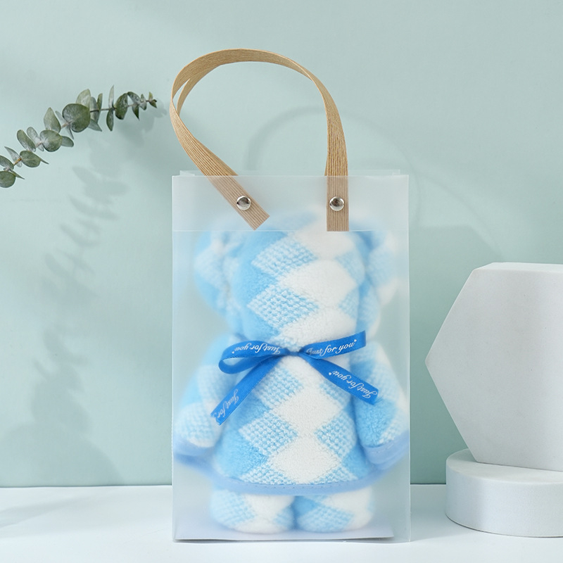 Medve alakú korall velúr törölköző ajándék | nedvességfelvevő kéztörlő esküvőre, 150D, 80–100 g, varrott, testreszabható