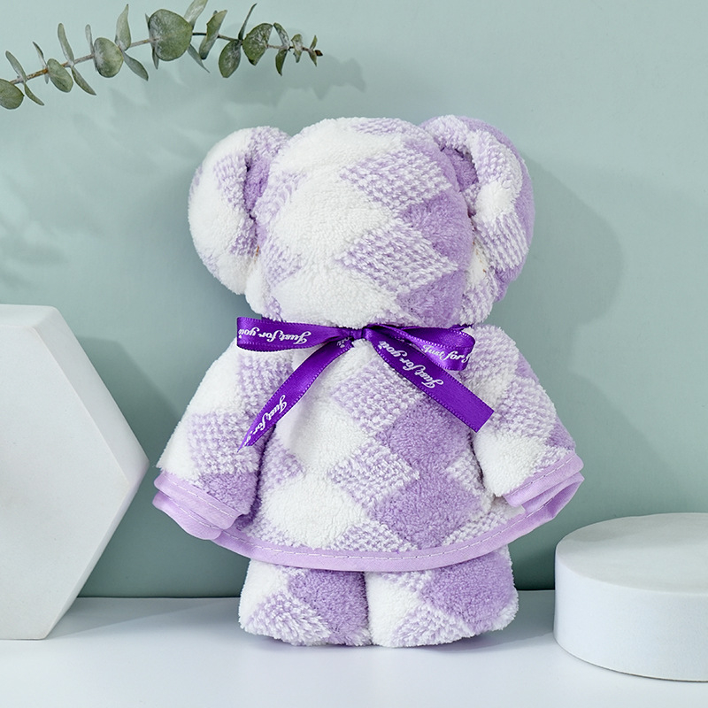 Medve alakú korall velúr törölköző ajándék | nedvességfelvevő kéztörlő esküvőre, 150D, 80–100 g, varrott, testreszabható