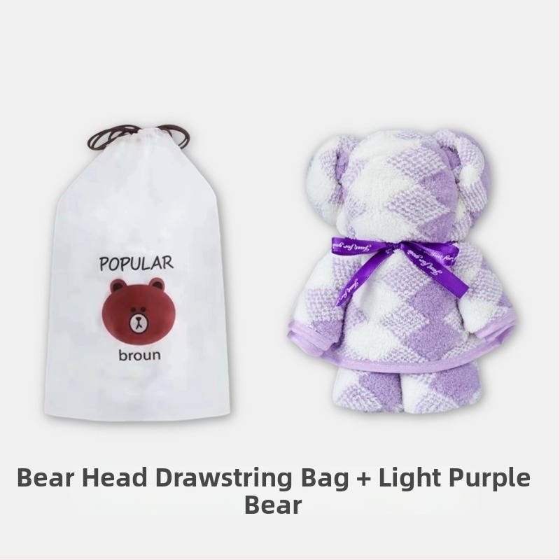 Medve alakú korall velúr törölköző ajándék | nedvességfelvevő kéztörlő esküvőre, 150D, 80–100 g, varrott, testreszabható