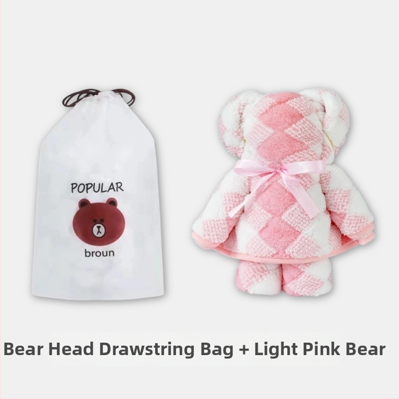 Medve alakú korall velúr törölköző ajándék | nedvességfelvevő kéztörlő esküvőre, 150D, 80–100 g, varrott, testreszabható