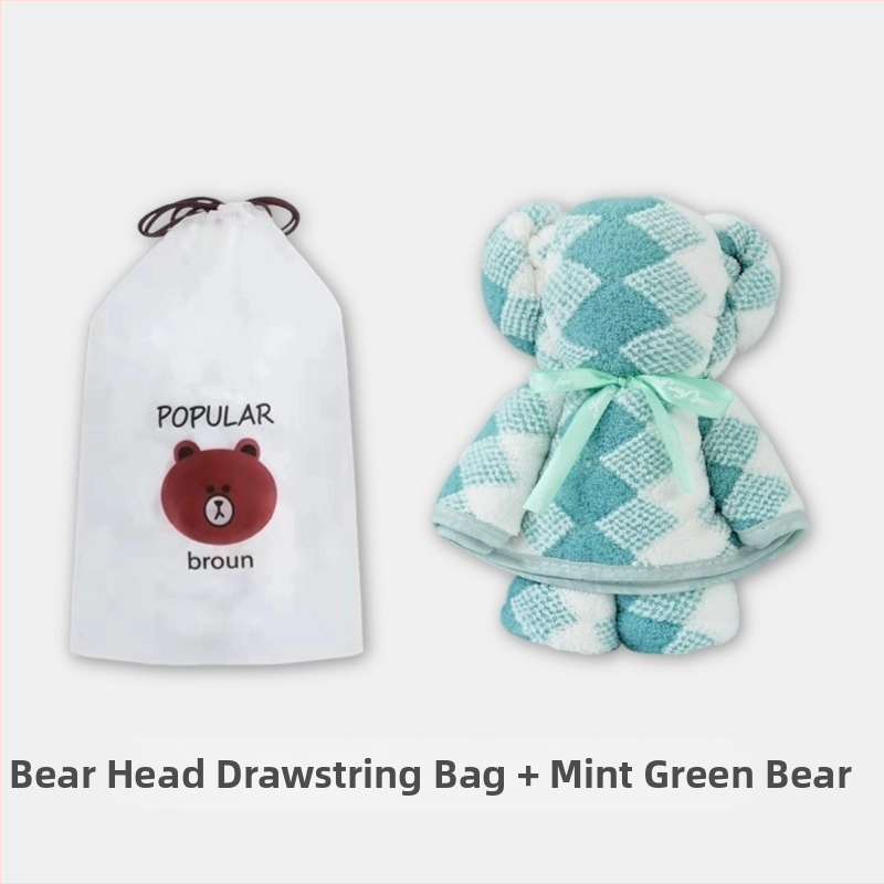 Medve alakú korall velúr törölköző ajándék | nedvességfelvevő kéztörlő esküvőre, 150D, 80–100 g, varrott, testreszabható