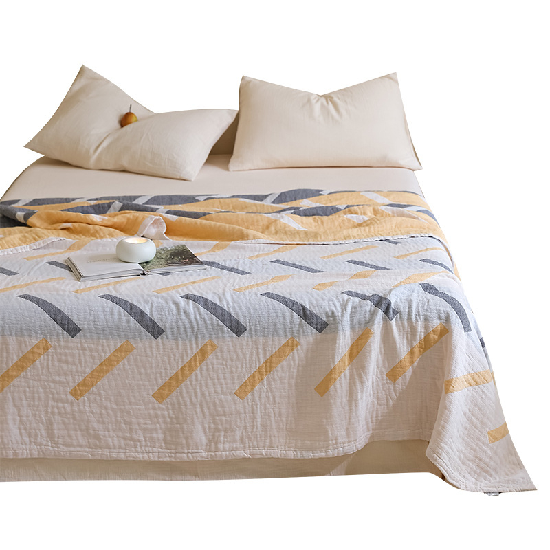 Kolm kihtiline gazepuuvillane tekk, geomeetriline muster, kaal 1000–1499 g, kõik aastaajad, kaasaegne minimalistlik stiil