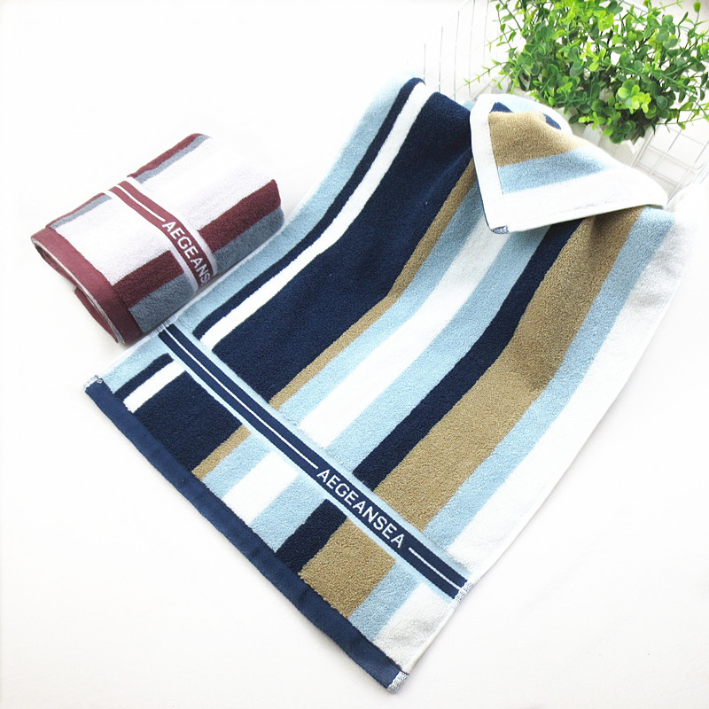 Vastagított pamut arc törölköző, csíkos kockás mintával, Jacquard szövés, 32s fonal, 120–140 g