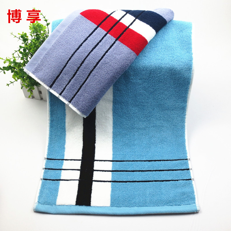 Vastagított pamut arc törölköző, csíkos kockás mintával, Jacquard szövés, 32s fonal, 120–140 g