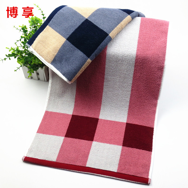 Vastagított pamut arc törölköző, csíkos kockás mintával, Jacquard szövés, 32s fonal, 120–140 g