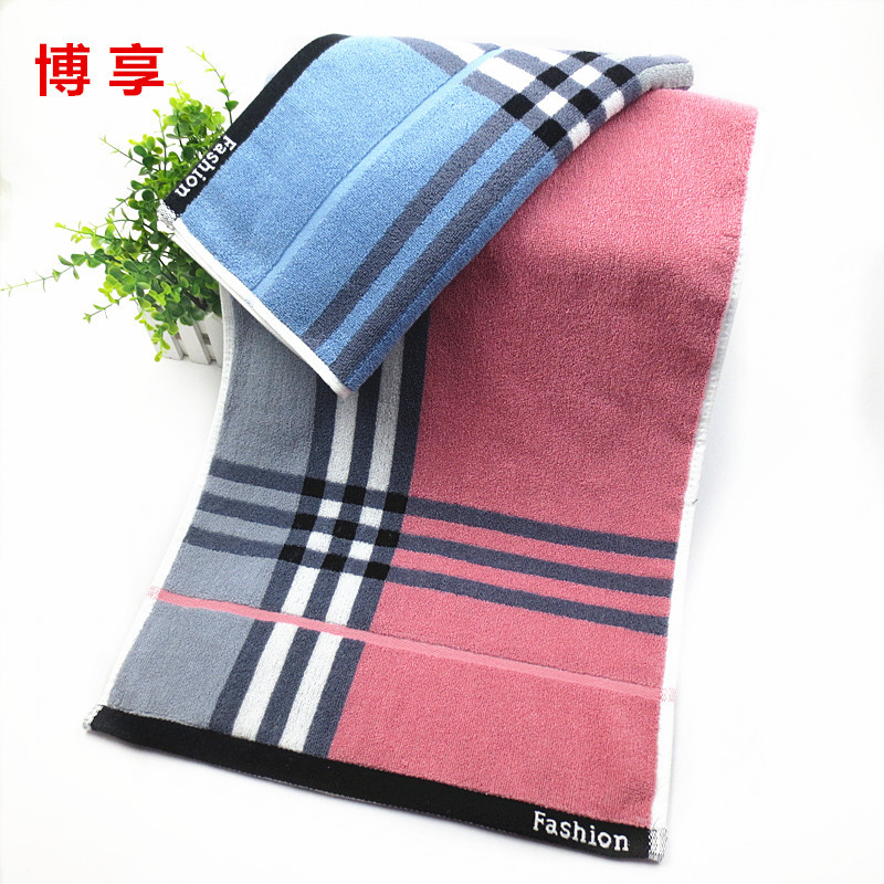 Vastagított pamut arc törölköző, csíkos kockás mintával, Jacquard szövés, 32s fonal, 120–140 g