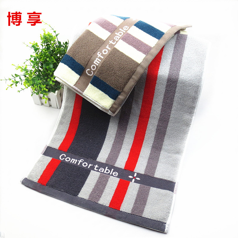 Vastagított pamut arc törölköző, csíkos kockás mintával, Jacquard szövés, 32s fonal, 120–140 g