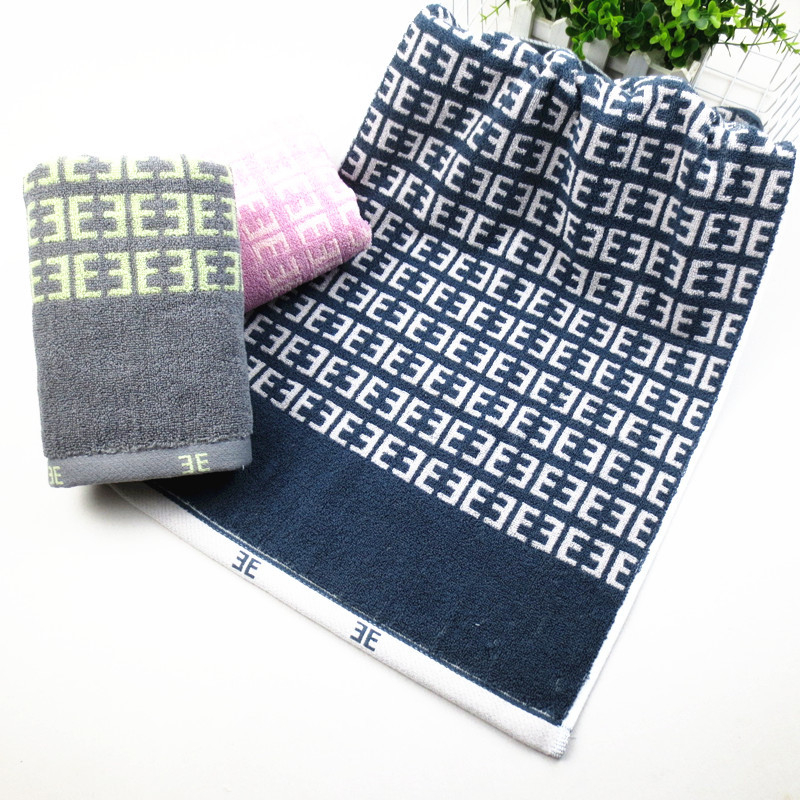 Vastagított pamut arc törölköző, csíkos kockás mintával, Jacquard szövés, 32s fonal, 120–140 g