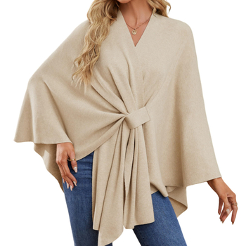 Női kötött sál-kabát elől nyitott dizájnnal, poliészter, egyenes szövés, egyszínű, melegen tart, középhosszú