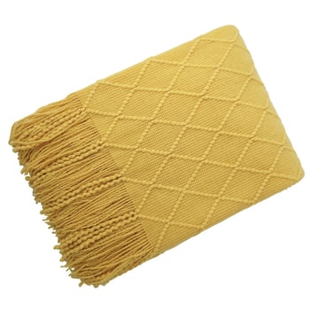 Akril jacquard kötött pléd, gyémánt mintázat, 250–350 g, tavasz–ősz, zsugorodás 2–3%
