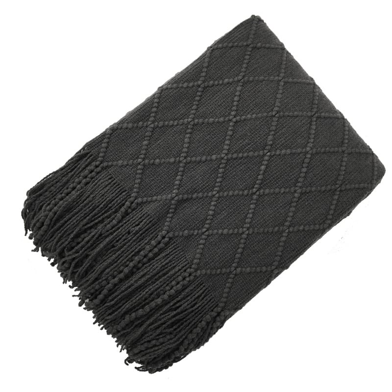 Akril jacquard kötött pléd, gyémánt mintázat, 250–350 g, tavasz–ősz, zsugorodás 2–3%