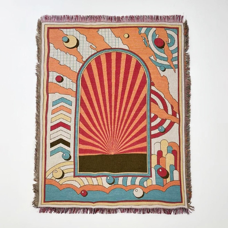 Nordijski stil dekorativna tapiserija za kauč - deka od poliestersko-bavlanske smjese, 800–999 g, uzorak s znakovima, prilagodljivo