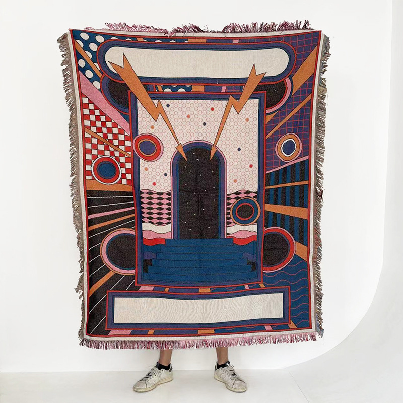 Nordijski stil dekorativna tapiserija za kauč - deka od poliestersko-bavlanske smjese, 800–999 g, uzorak s znakovima, prilagodljivo