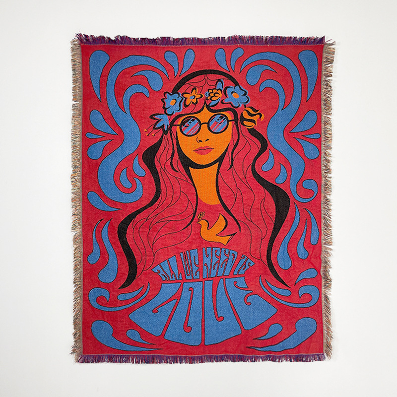 Nordijski stil dekorativna tapiserija za kauč - deka od poliestersko-bavlanske smjese, 800–999 g, uzorak s znakovima, prilagodljivo