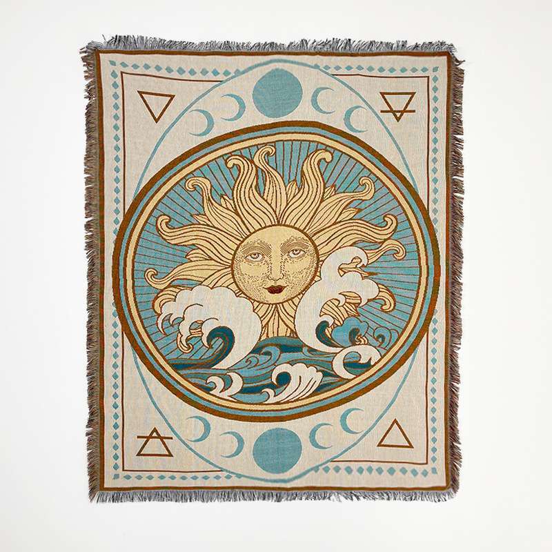 Nordijski stil dekorativna tapiserija za kauč - deka od poliestersko-bavlanske smjese, 800–999 g, uzorak s znakovima, prilagodljivo