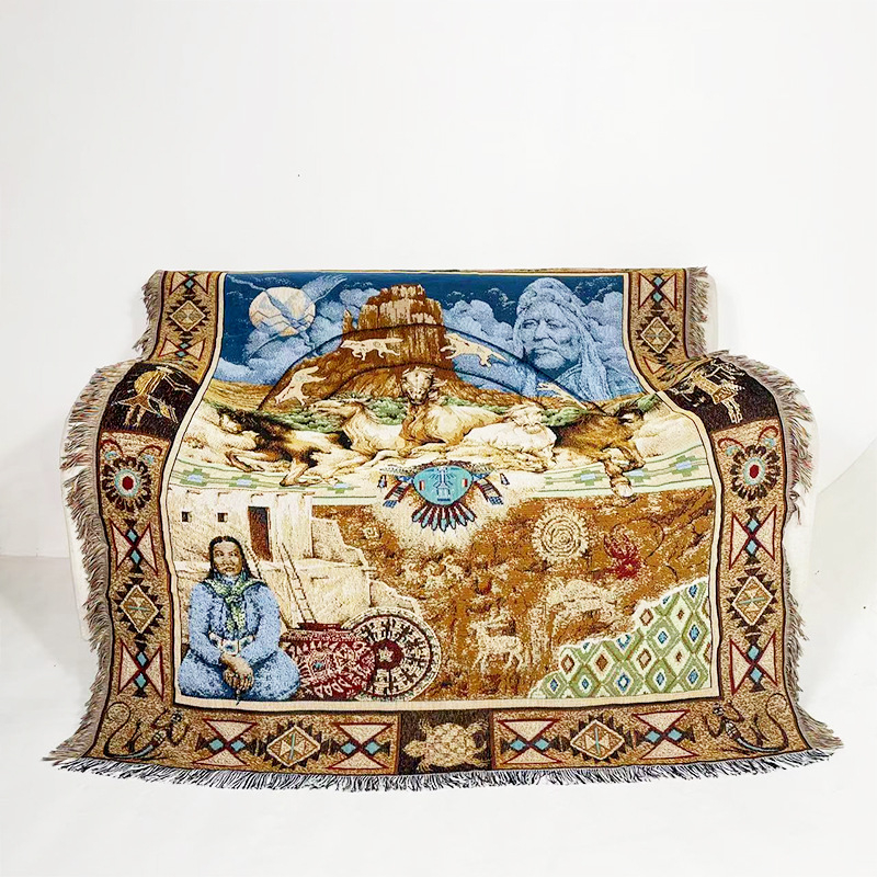 Nordijski stil dekorativna tapiserija za kauč - deka od poliestersko-bavlanske smjese, 800–999 g, uzorak s znakovima, prilagodljivo