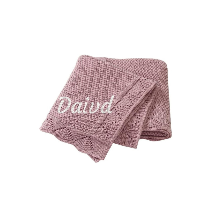Dječja deka s izvezenim logom, pletena, unisex, otporna na vjetar, akrilna vlakna, 0,25 kg, za sve sezone