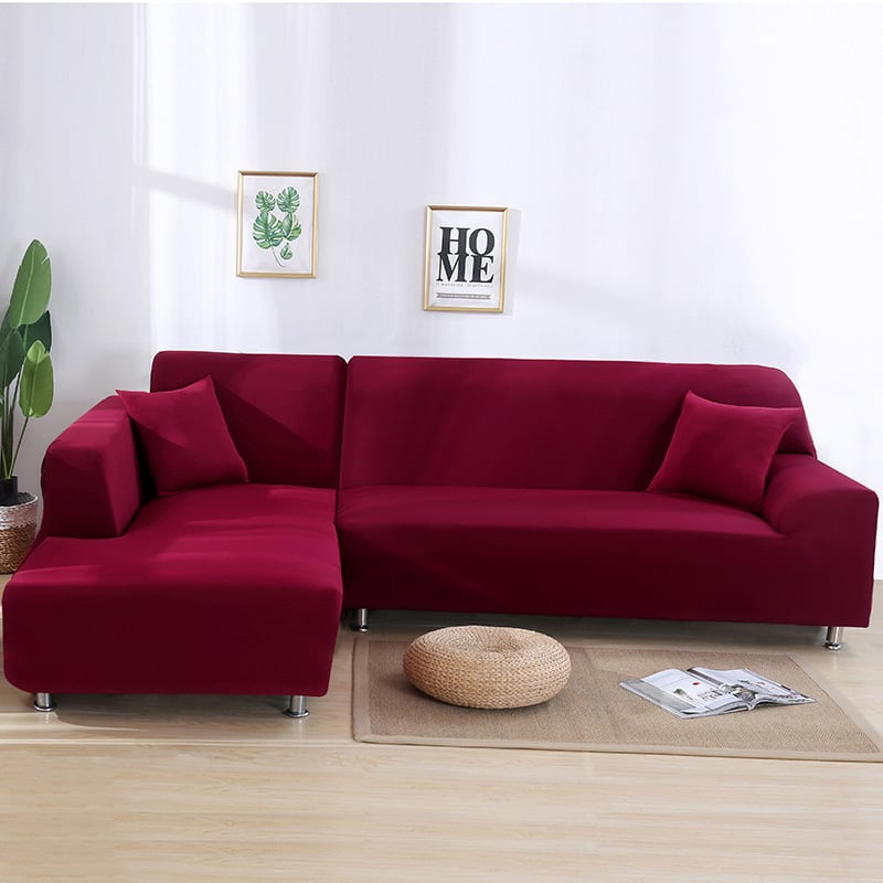 L alakú egyszínű kanapéhuzat, teljes lefedés, chaise-stílus, kompatibilis kombinált kanapéhoz; anyag: kémiai rost; fő összetevő tartalom: 95%