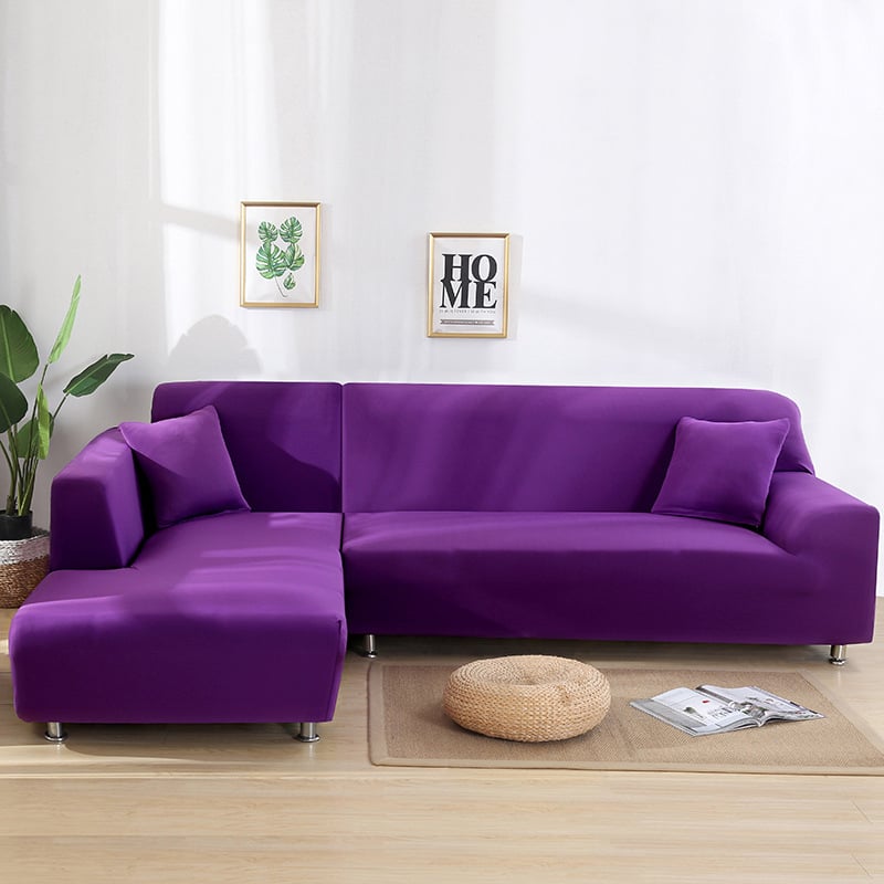 L alakú egyszínű kanapéhuzat, teljes lefedés, chaise-stílus, kompatibilis kombinált kanapéhoz; anyag: kémiai rost; fő összetevő tartalom: 95%