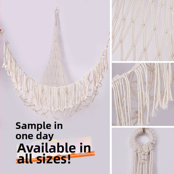 Триъгълен стенен джоб-мрежа за играчки - ръчно плетена памучна мрежа за съхранение, скандинавски стил, каре модел за детска стая