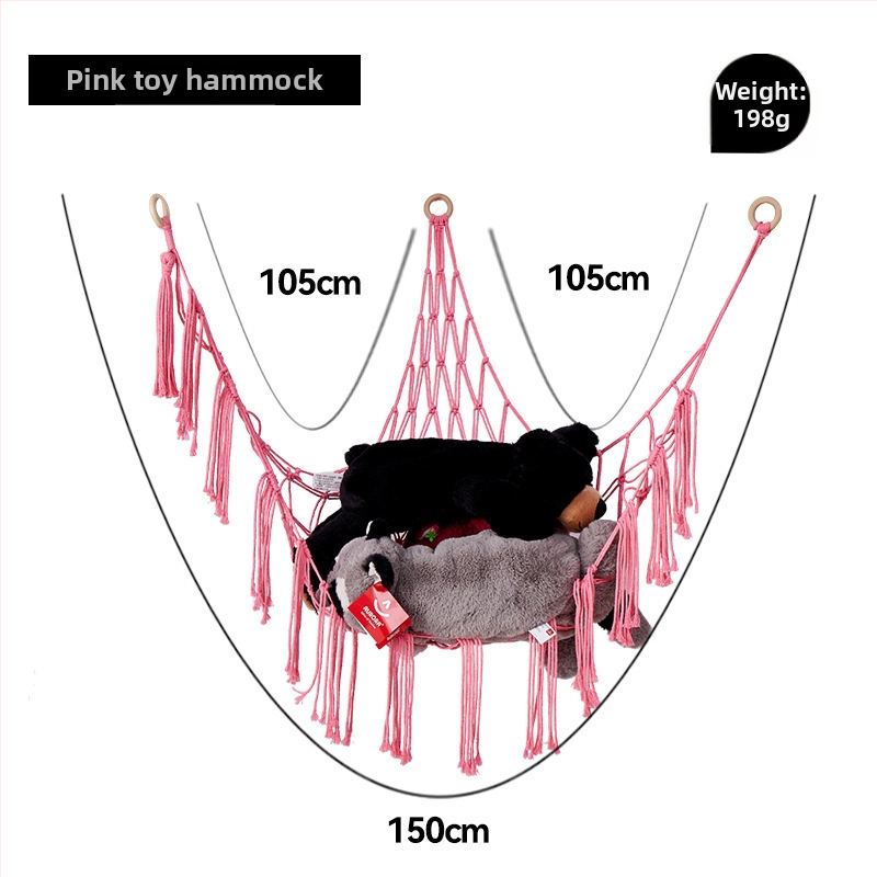 Триъгълен стенен джоб-мрежа за играчки - ръчно плетена памучна мрежа за съхранение, скандинавски стил, каре модел за детска стая