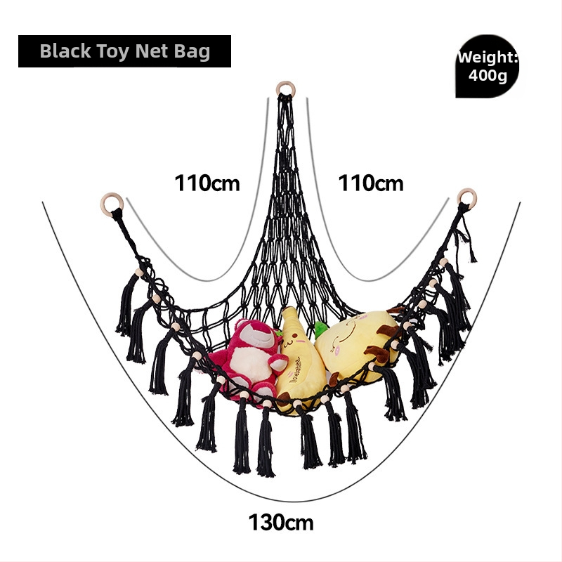 Триъгълен стенен джоб-мрежа за играчки - ръчно плетена памучна мрежа за съхранение, скандинавски стил, каре модел за детска стая