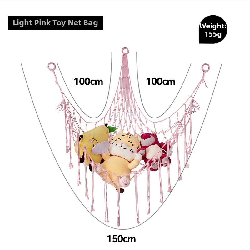 Триъгълен стенен джоб-мрежа за играчки - ръчно плетена памучна мрежа за съхранение, скандинавски стил, каре модел за детска стая