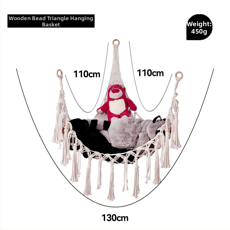 Триъгълен стенен джоб-мрежа за играчки - ръчно плетена памучна мрежа за съхранение, скандинавски стил, каре модел за детска стая