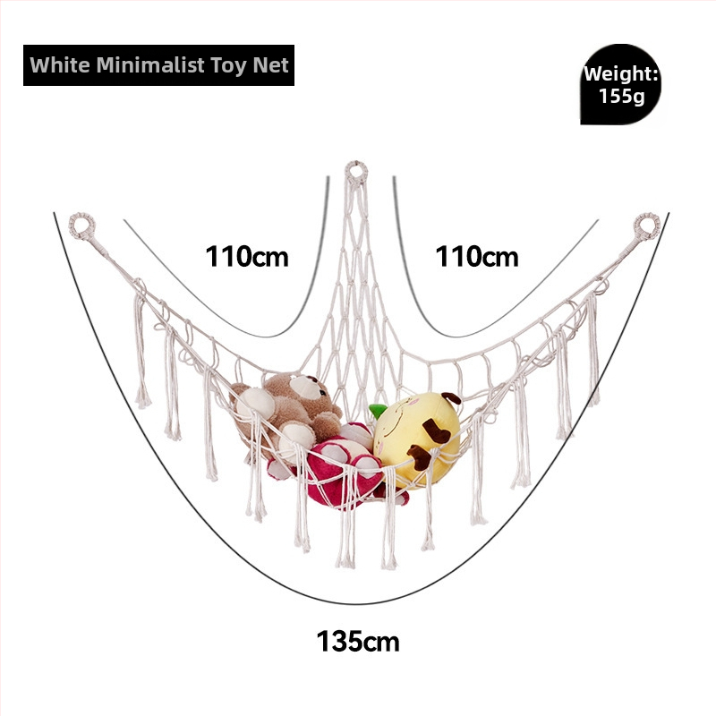 Триъгълен стенен джоб-мрежа за играчки - ръчно плетена памучна мрежа за съхранение, скандинавски стил, каре модел за детска стая