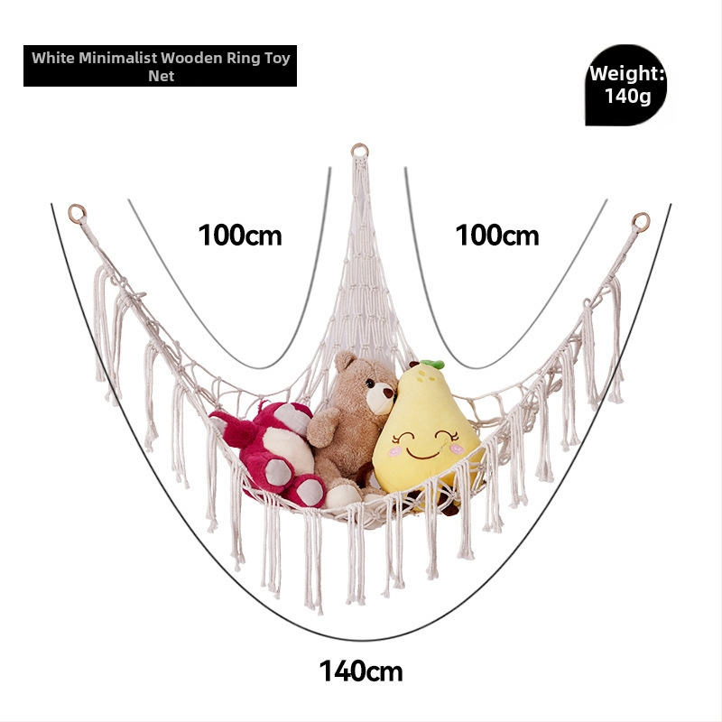 Триъгълен стенен джоб-мрежа за играчки - ръчно плетена памучна мрежа за съхранение, скандинавски стил, каре модел за детска стая