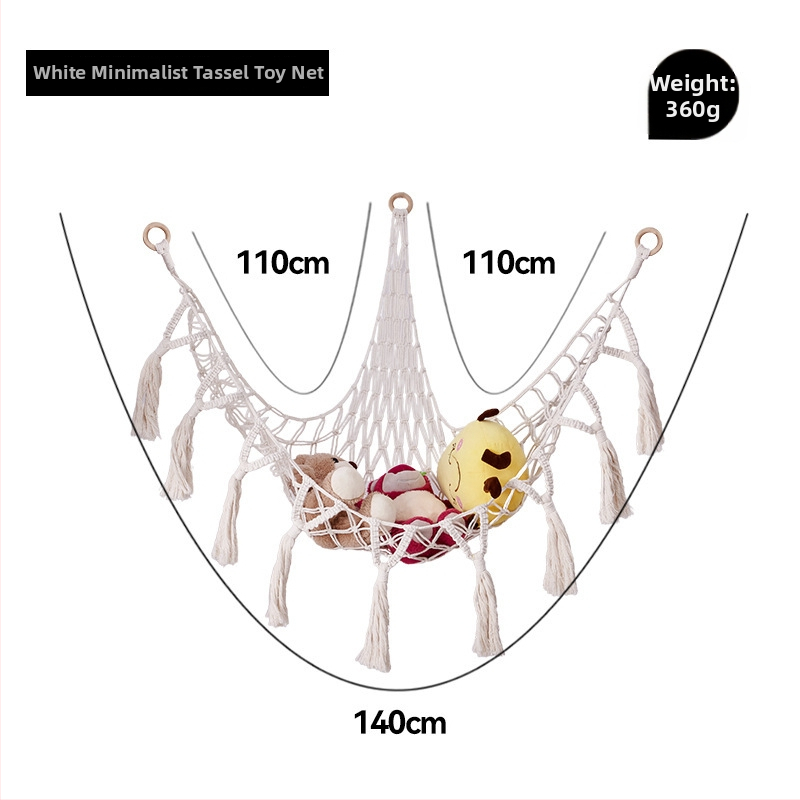 Триъгълен стенен джоб-мрежа за играчки - ръчно плетена памучна мрежа за съхранение, скандинавски стил, каре модел за детска стая