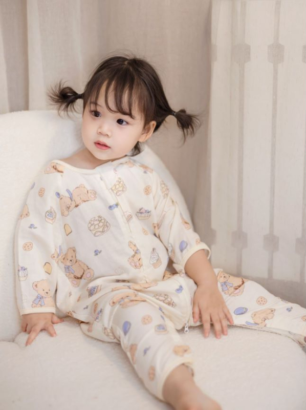 Spavaća vreća za bebe i djecu, dvostruka vlakna od bambusa, razdvojene noge, 3/4 rukava, ljetni model