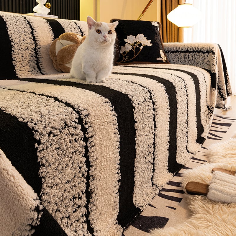 Háromüléses kanapé törölköző — Shu bársony, Houndstooth mintázat, minimalistikus modern stílus, huzat/védő takaró kanapéhoz