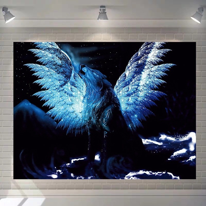 Гобелен с ангелски крила – плюшена тъкан, найлон 30–40% като основен компонент, 30–40% като подкомпонент, модел: Карикатури/Аниме